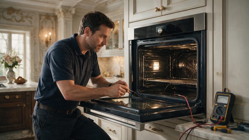 Bertazzoni appliance technician working in a Los Angeles home
